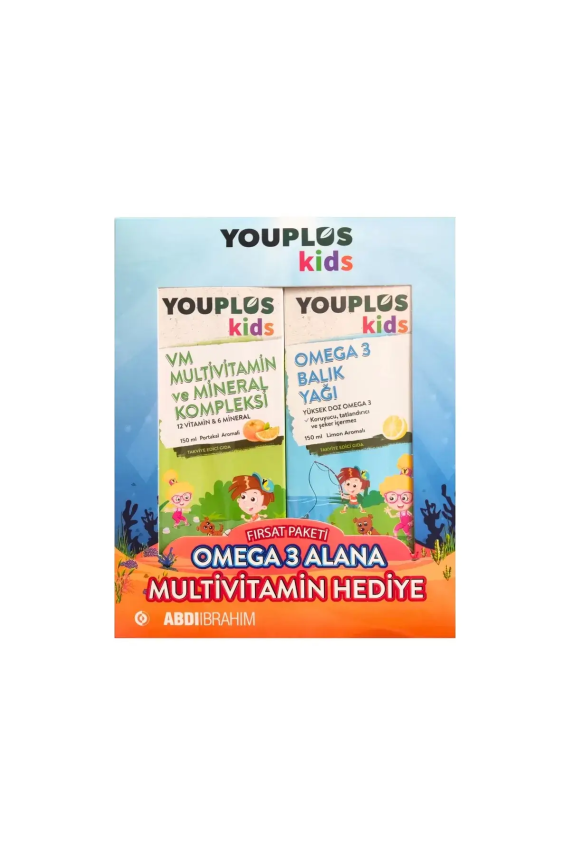 Outlet - Youplus Kids Omega 3 Balık Yağı 150 ml + Kids VM 150ml Set - 1