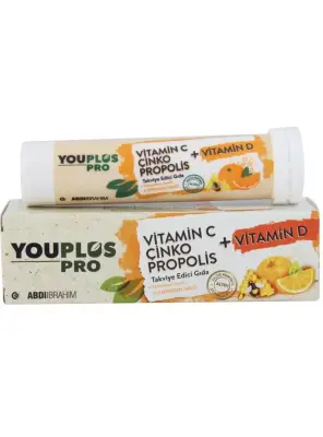 Youplus Pro Vitamin C & D & Çinko & Propolis 15 Efervesan Tablet - Abdi İbrahim