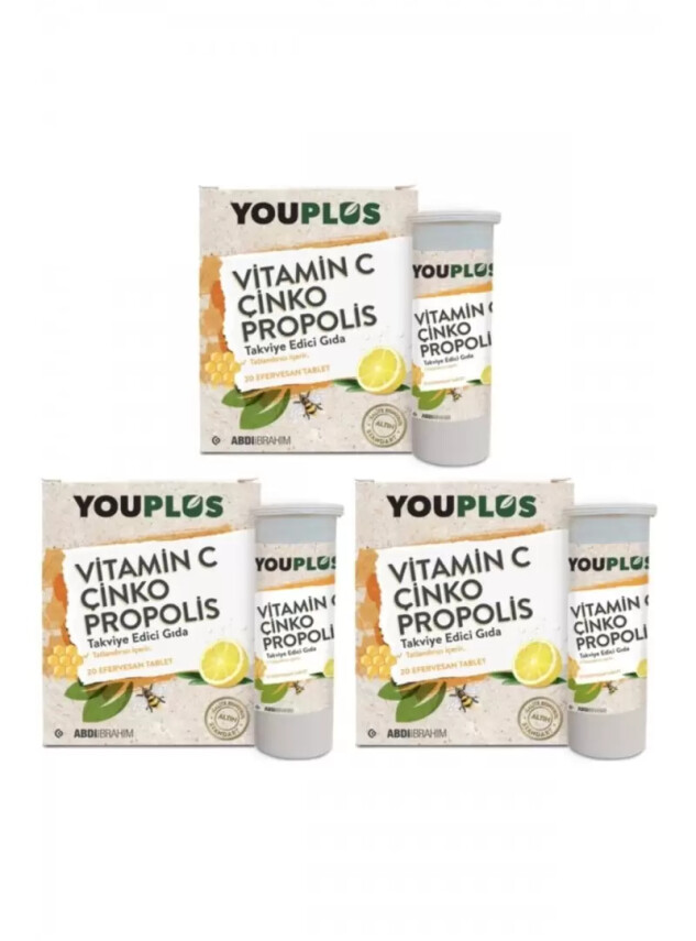 Youplus Vitamin C Çinko Propolis 20 Efervesan Tablet x 3 Adet - Abdi İbrahim