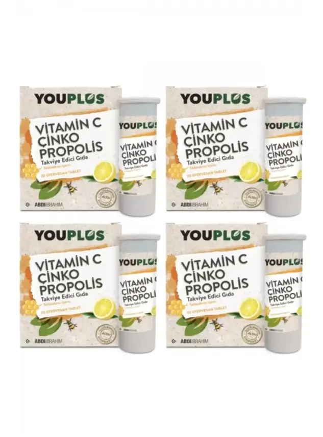 Youplus Vitamin C Çinko Propolis 20 Efervesan Tablet X 4 ADET - 1