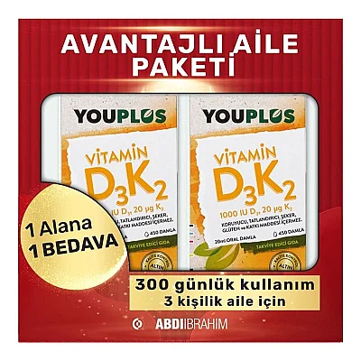 Youplus Vitamin D3K2 Damla 20 ml 2 Adet - Abdi İbrahim