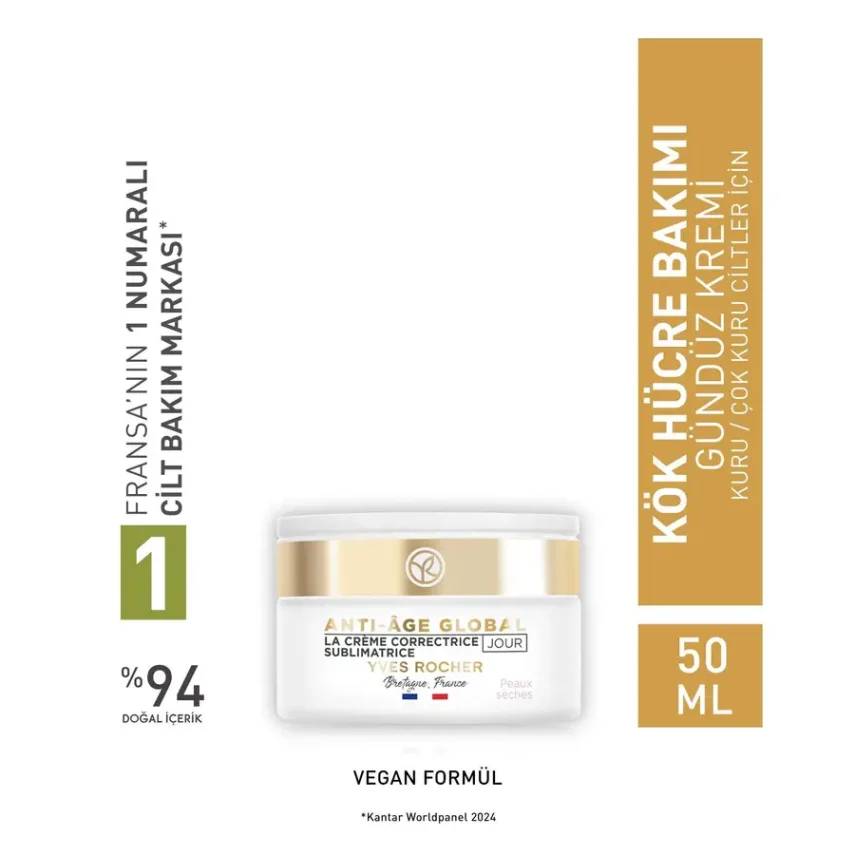 Yves Rocher Kuru Cilt Gündüz Kremi - Yenileyici Yaşlanma Karşıtı 50 ml - 1