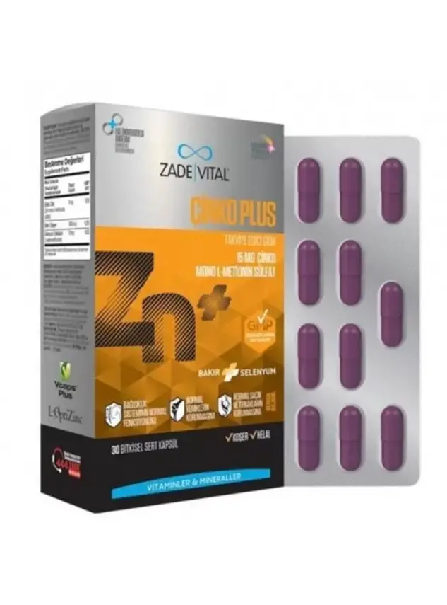 Zade Vital Çinko Plus Takviye Edici Gıda 30 Kapsül - 1