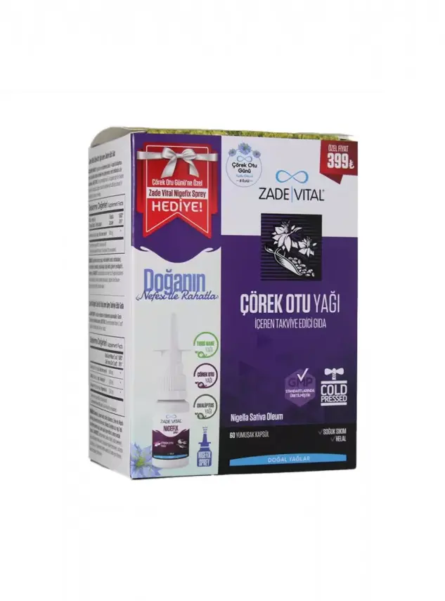 Zade Vital Çörek Otu Yağı 60 Kapsül + Nigefix Sprey 10ml - 1