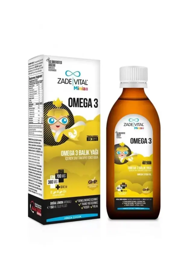 Zade Vital Miniza Omega 3 Balık Yağı Limon Aromalı 150 ml - 1
