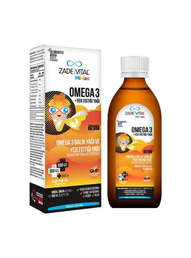 Zade Vital Miniza Omega 3 + Yer Fıstığı Yağı 150 ml Takviye Edici Gıda - Zade Vital