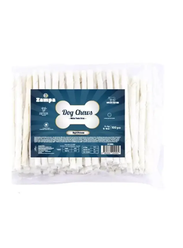 Zampa Beyaz Burgu Çubuk -Sticks- Kemik Köpek Ödülü 100 lü 5g - 1