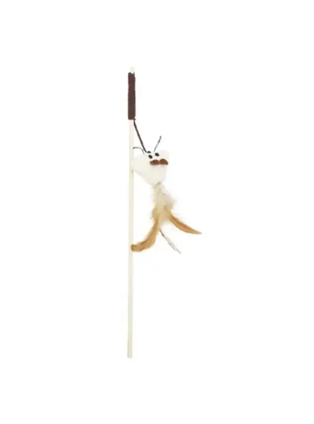 Zampa Çevre Dostu Tüylü Kedi Oltası, Beyaz 40 Cm - 1