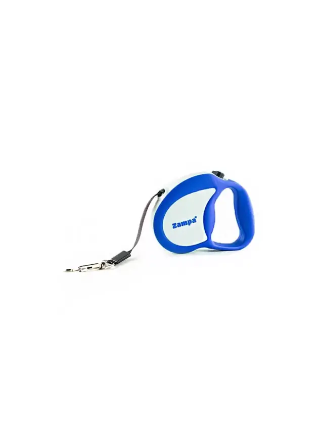Zampa Galera Şerit Otomatik Köpek Gezdirme Tasması, 4m, S White-Blue - 1