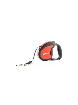 Zampa Galera Şerit Otomatik Köpek Gezdirme Tasması, 5m, M Red-Black - Zampa