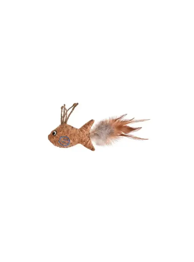 Zampa Kahverengi Tüylü Hasır Balık Kedi Oyuncağı, 21x10,3 Cm - 1