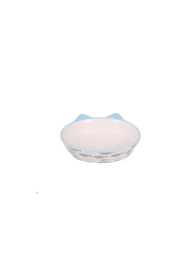 Zampa Kedi Figürlü Porselen Mama ve Su Kabı Mavi 200 ml - 1