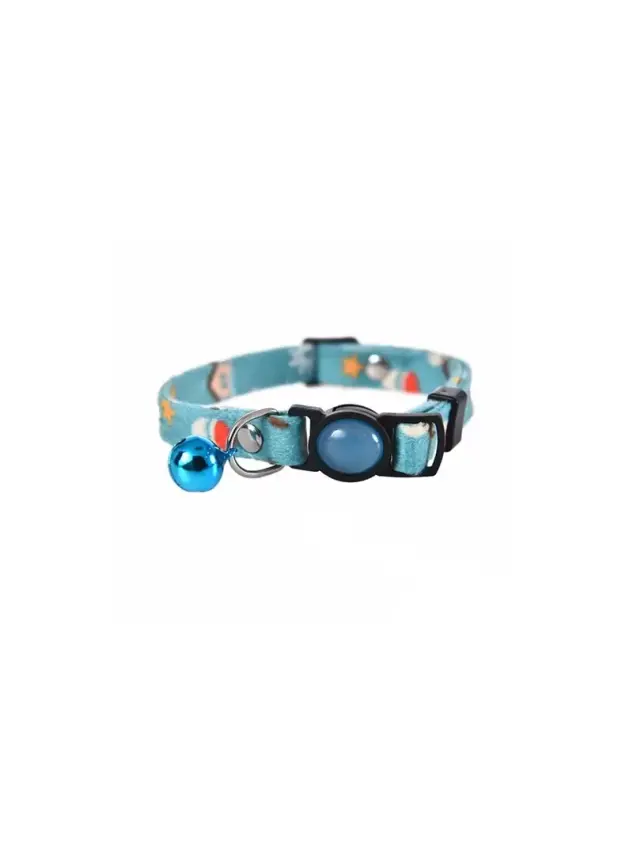 Zampa Lenado Çıngıraklı Emniyet Kilitli Kedi Boyun Tasması Mavi 1x32 Cm - 1