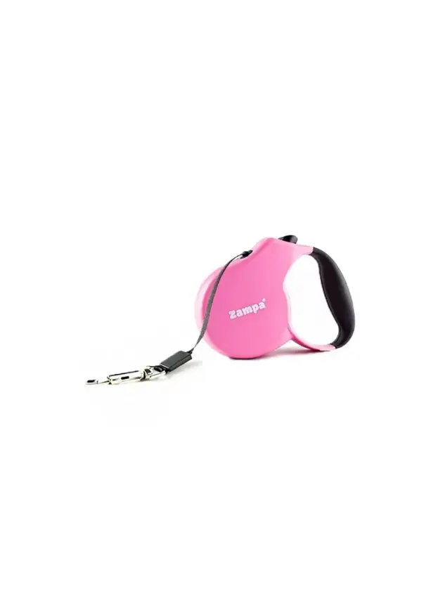 Zampa Loja Şerit Otomatik Köpek Gezdirme Tasması, 5m, L Pink - 1