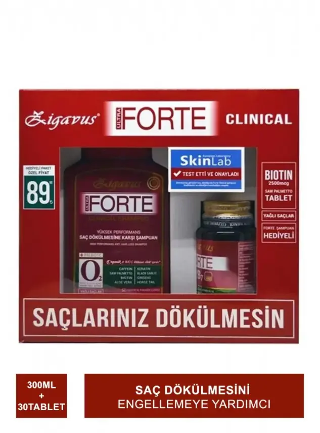 Zigavus Forte Clinical Şampuan Yağlı Saçlar 300 ml - Biotin&Saw Palmetto 30 Tablet Set - 2