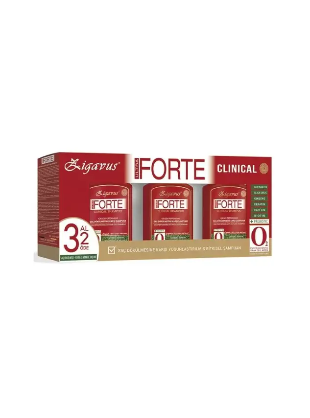 Zigavus Forte Ultra Clinical Saç Dökülmesine Karşı Bakım Şampuanı 3 Al 2 Öde Kuru ve Normal Saçlar - Serum Hediyeli - - 1