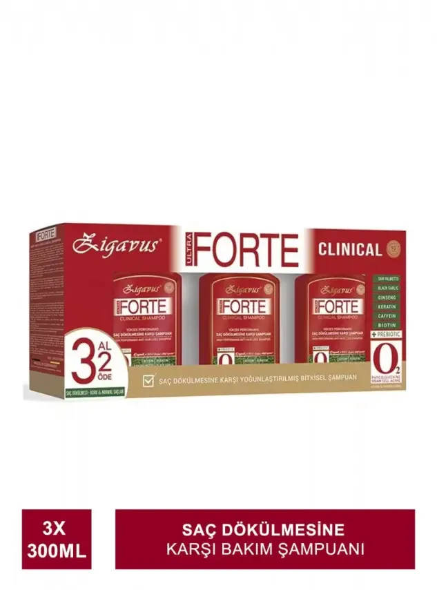 Zigavus Forte Ultra Clinical Saç Dökülmesine Karşı Bakım Şampuanı 3 Al 2 Öde Kuru ve Normal Saçlar - Serum Hediyeli - - 2